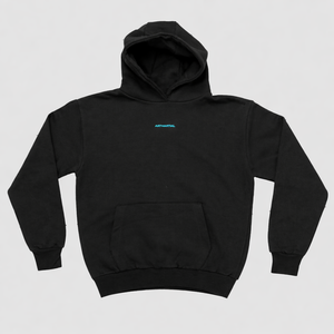 Chessboxing' Oversized Hoodie - Charcoal with Lazer Blue Print
