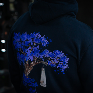 'Blue Blossom Tree' Back Print Hood