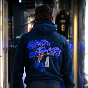'Blue Blossom Tree' Back Print Hood