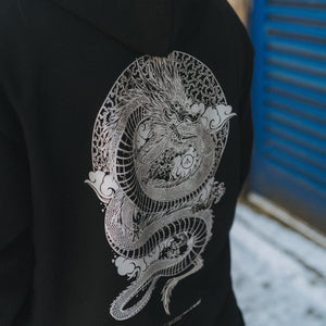 'Return of the Dragon' Silver Zip Hoodie