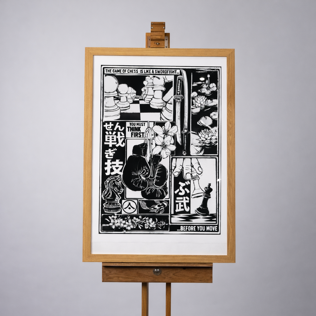 'Chessboxing' A3 Japanese 250gsm Riso Print (Unframed)