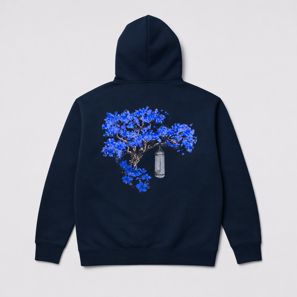 'Blue Blossom Tree' Back Print Hood