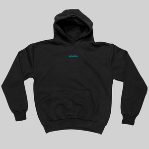 Chessboxing' Oversized Hoodie - Charcoal with Lazer Blue Print