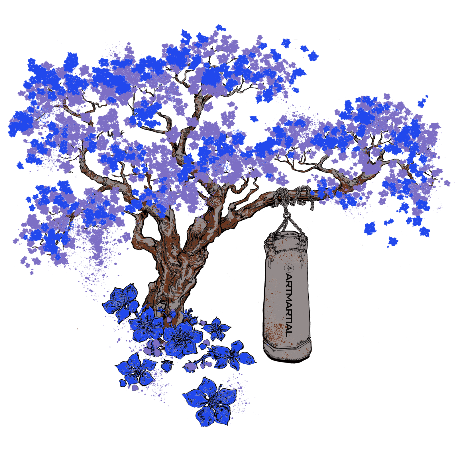 Junior 'Blue Blossom Tree' Front Print Hood