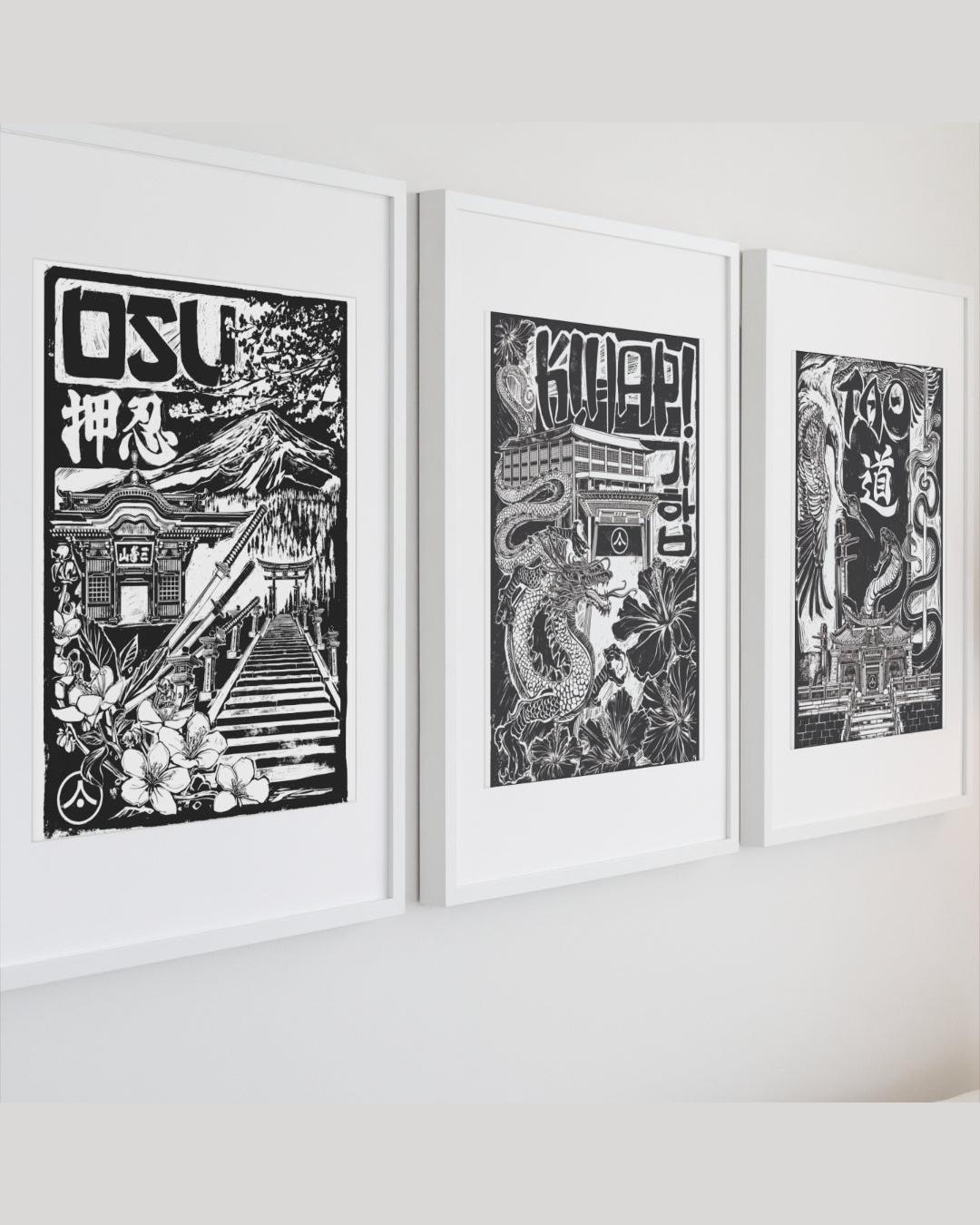 'Spirit of....' A3 250gsm Riso Prints Full Set of Three (Unframed) by ARTMARTIAL - Photo 1