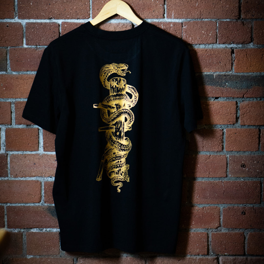 'Snake & Dummy' - Adult Cotton Tee