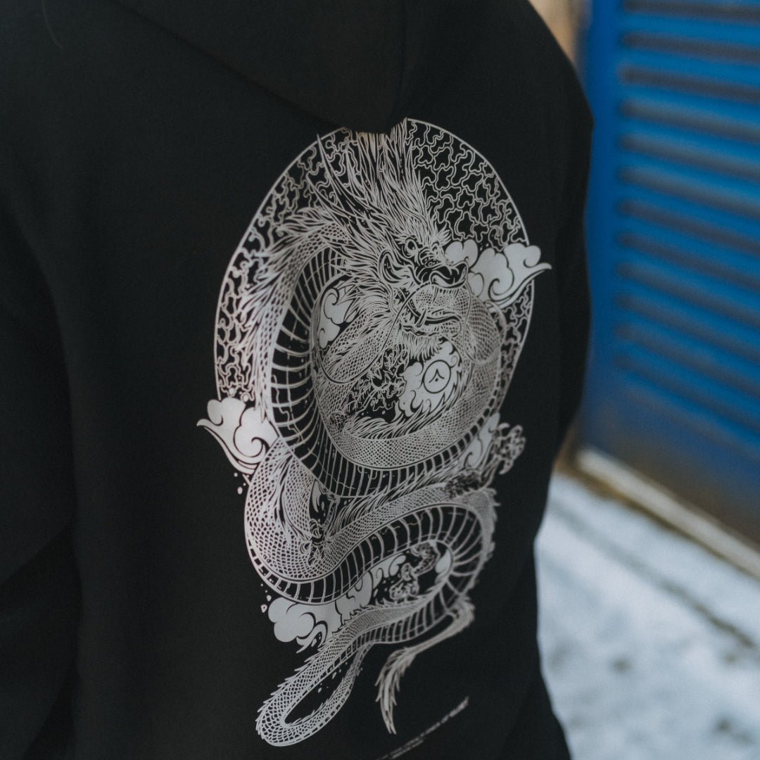 &#39;Return of the Dragon&#39; Silver Zip Hoodie